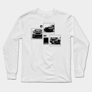 NISSAN SKYLINE GT-R R33 Black 'N White Archive Long Sleeve T-Shirt